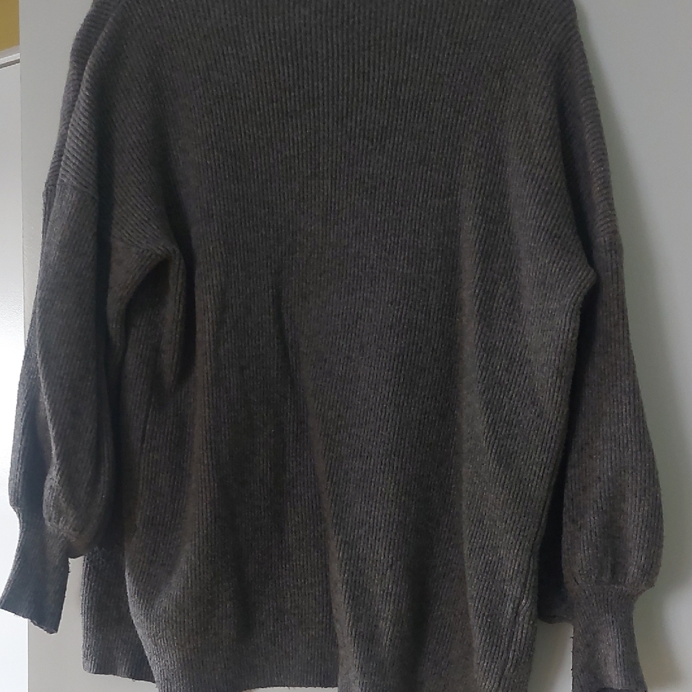 Dreamers Dark Gray Charcoal Knit Open Cardigan With Balloon Sleeves Size XS - Picture 4 of 5
